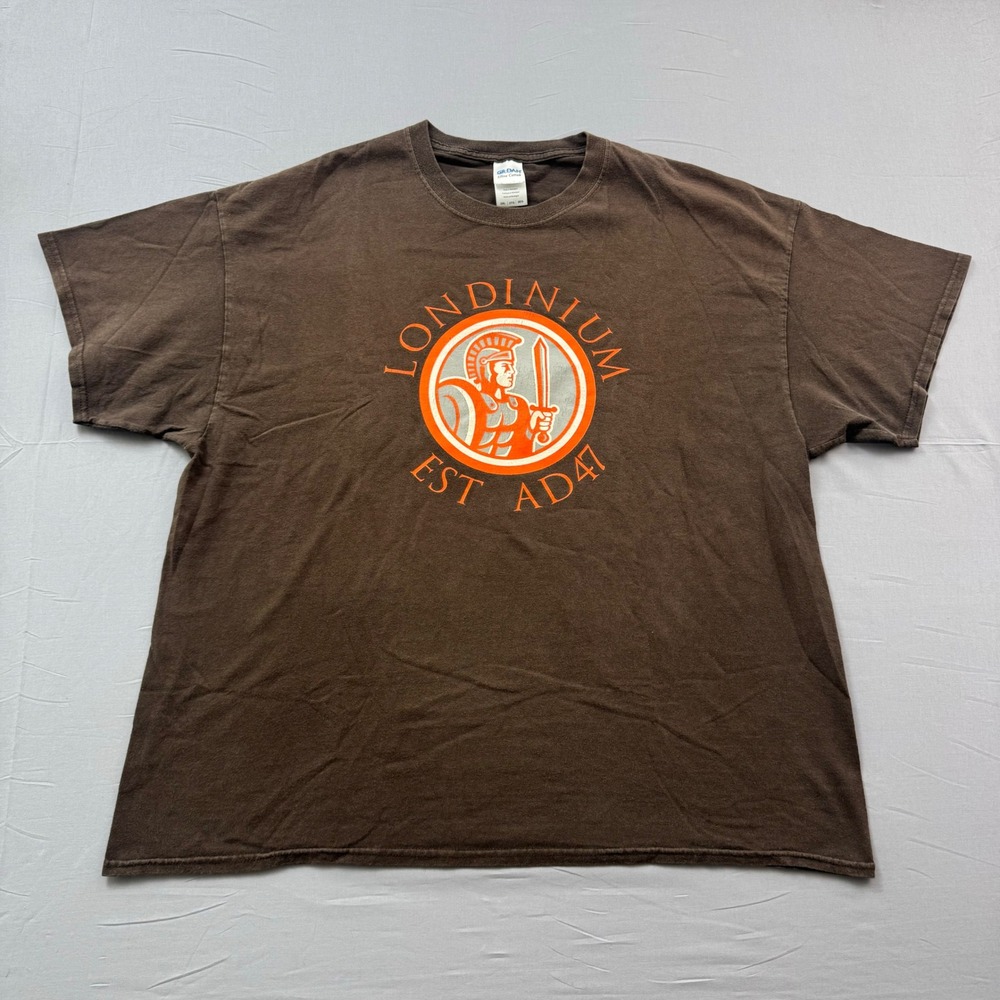 Gildan Londinium Est AD47 Roman‎ Soldier Graphic T-Shirt Brown Mens 2XL